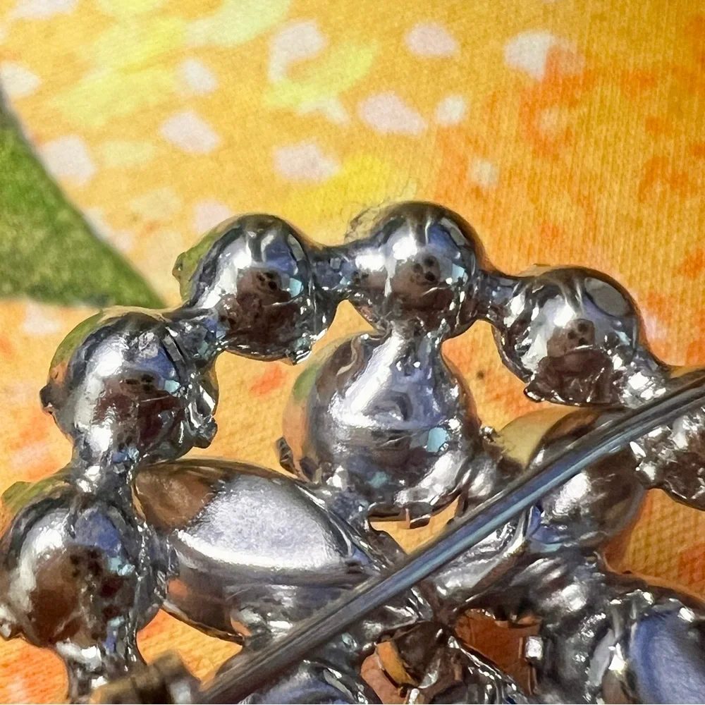 Vtg Juliana D&E Clear Crystal Rhinestone Paved Sparkling Flower Brooch Pin 2.75”